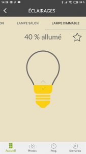 Lumière allumée à 40% avec l'application TYDOM